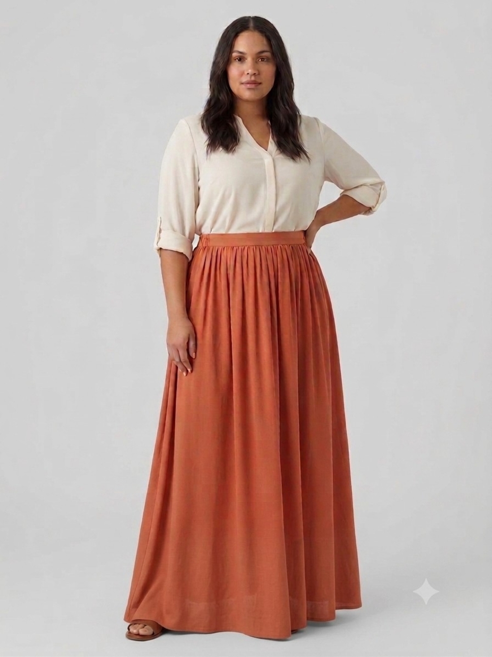 Forever 21 Plus Size Terracotta Long Boho Maxi Skirt 1X